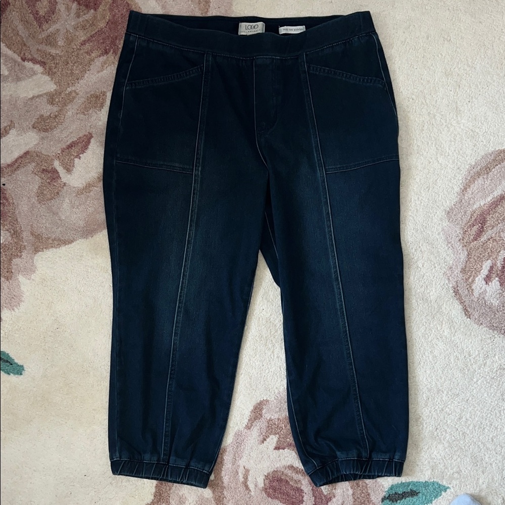 LOGO by Lori Goldstein Dark Blue Ankle Pull On Jeggings